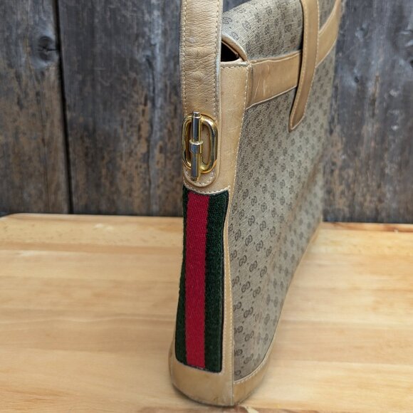 GUCCI Vintage GG Supreme Monogram Purse Crossbody & Wallet Brown Leather Bag - Picture 3 of 16